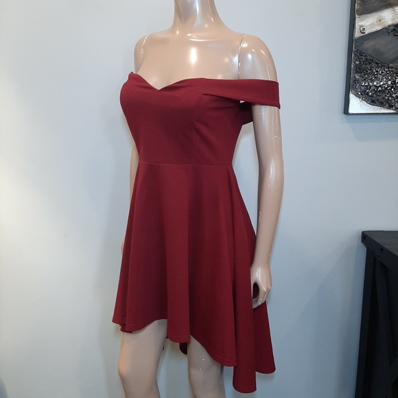 WINDSOR Off Shoulder High Low Formal Dress Sweetheart Fit & Flare - Picture 5 of 14